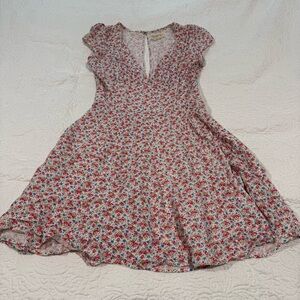 Floral V-Neck Mini Dress Open Back